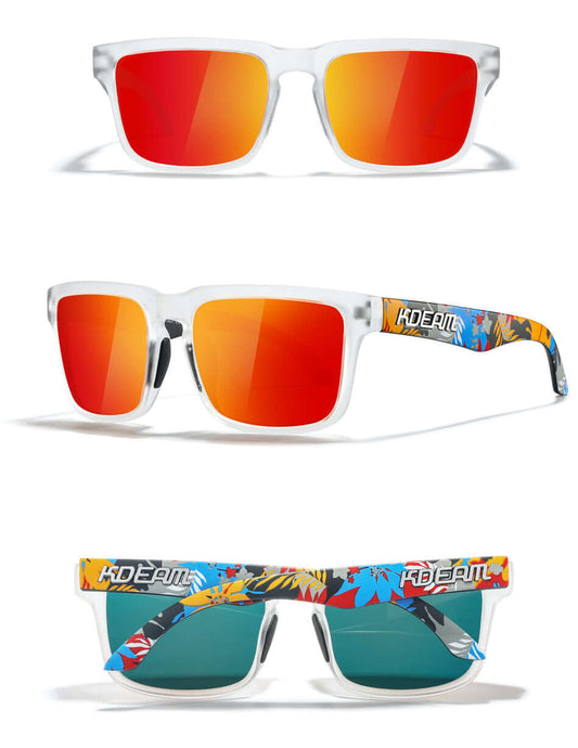 KDEAM Okulary Przeciwsłoneczne Polaryzacyjne Navi Sicily, UV400, lustrzane soczewki, męskie, matowa oprawa, widok z przodu